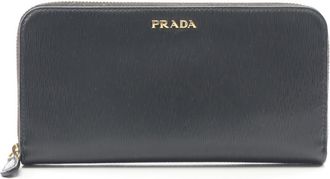 Prada Black Leather Long Wallet (Bi-Fold) (Pre-Owned)