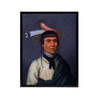 Artery8 Henry Inman Chippewa Chief No Tin Portrait Framed Canvas Wall Art Print | Size: W24 x H32