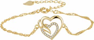 Generic Fashion Heart Bracelet Length Adjustable Jewelry Charm Birthday Surprise Gift For Woman Girls Rose Bracelets for Women Wedding (Gold, One Size)