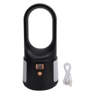 OEM Ventilador De Escritorio Usb Sin Aspas De 6 Velocidades - Ventilador Port&aacute;til Silencioso Con Indicador De Bater&iacute;a Para Oficina/dormitorio, Color Negro