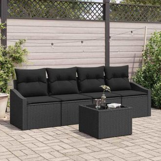 vidaXL Vidaxl - Conjunto De Sof&aacute; De Jard&iacute;n Manual 5 Pcs Negro 55 X 55 X 37 Cm