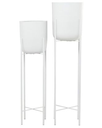 CosmoLiving by Cosmopolitan Cosmoliving By Cosmopolitan Set Of 2 Modern Round Metal Planter With Removable Stand