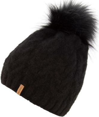 Chillouts Bommelm&uuml;tze CHILLOUTS Flora Hat, Damen, schwarz, Obermaterial: 76% Polyacryl, 22% Polyester, 2% Polyamid, Zopfmuster, unifarben, M&uuml;tzen Bommelm&uuml;tze, m