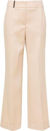 PESERICO straight-leg flannel trousers - women - Rayon/Nylon/Virgin Wool/Spandex/Elastane/Acetate/Cupro - 38 - Neutrals