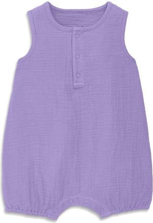 primary Baby Cotton Gauze Henley Bubble Romper in Iris at Nordstrom, Size 12-18M