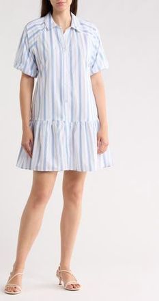 Ellen Tracy Stripe Poplin Shirtdress in Blue Multi Stripe at Nordstrom Rack, Size X-Small