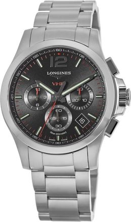 Longines Conquest V. H.P. Chronograph Black Dial Stainless Steel Mens Watch L3.727.4.56.6