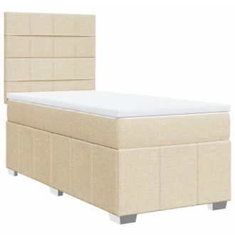 vidaXL Cama Box Spring Con Colch&oacute;n Tela Color Crema 90x200 Cm Vidaxl