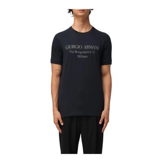 Giorgio Armani T-Shirts, male, Blue, S, Printed Short Sleeves T-Shirt