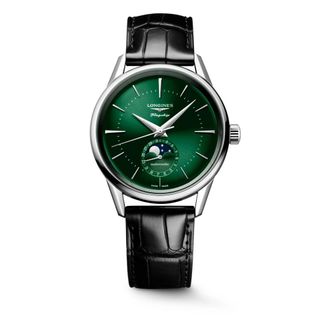 Longines Flagship Heritage Moonphase - Dames - Horloges - Groen - ONE Size - Leer - Accessoires