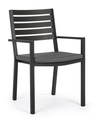 BIZZOTTO Silla de aluminio y coj&iacute;n desenfundable en poli&eacute;ster hilado Antracita