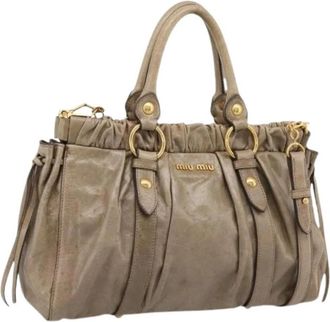 Miu Miu Pre-owned Hand Bag - Dames - Vintage Handtas - Beige - ONE Size - Leer - Vintage