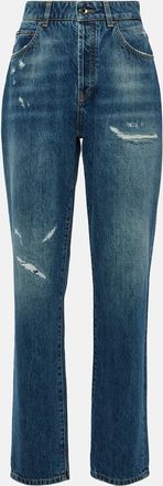 Dolce & Gabbana Distressed high-rise straight jeans