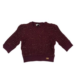 Elisabetta Franchi Round-neck Knitwear, female, Brown, Size: M Boucl&eacute; Knit Top with Sequins