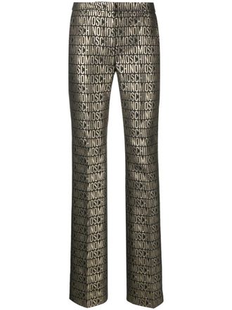 Moschino metallic logo-print straight-leg trousers - Black
