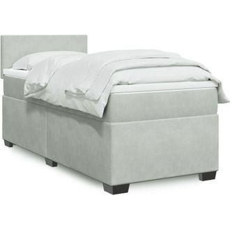 vidaXL Vidaxl - Cama Box Spring Con Colch&oacute;n Terciopelo Gris Claro 80x200 Cm