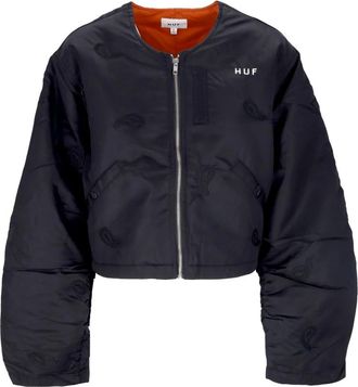 HUF Paisley Satin Bomber Jacket Zwart - Dames - Zomerjassen - Zwart - XS - Polyester - Jassen