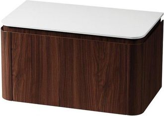 Royal Plaza Terra Badkamermeubelset - 80x46.2x46cm - solid surface topblad wit mat - 2 lades - kastanje (walnoot)