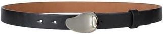 Linea Pelle Organic Plaque Buckle Faux Leather Belt in Black at Nordstrom Rack, Size X-Large