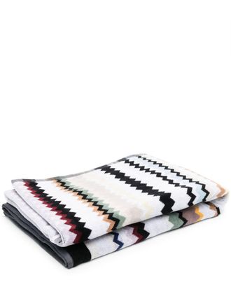Missoni Home Asciugamano con stampa a zig zag - Grigio