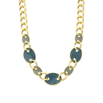 Luxenter ketting afgewerkt in 18 karaat geel goud en blauw gelakt - Makan