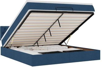 vidaXL Estructura De Cama Otomana Con Colch&oacute;n Tela Azul 160x200 Cm Vidaxl