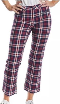 OAT New Yor Womens Cropped Plaid Pants In Blue