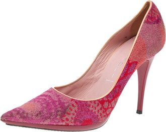 Casadei Multicolor Fabric And Leather Pointed Toe Pumps