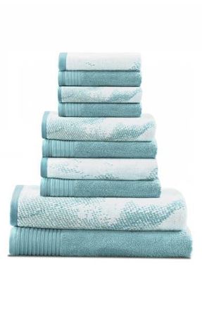 Superior Marble 10-Piece Quick-Drying Cotton Towel Set in Teal at Nordstrom Rack, Size 10 Piece Set