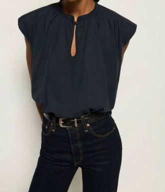 Nation Ltd Cary Keyhole Tank Top In Navy Night Sky