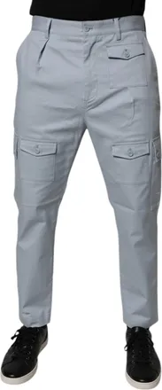 Dolce & Gabbana Mens Light Blue Cotton Cargo Tapered Pants Elastane