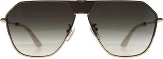 Police Aviator Mens Shiny Pink Gold Smoke Grey Gradient SPLL89 Horizon 8 Metal - One Size