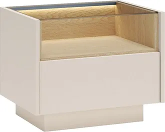 Vente-Unique Comodino 1 Cassetto E 1 Nicchia Con Led Beige E Naturale Chiaro - Alivento