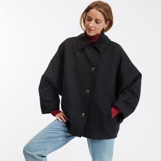 La Redoute Collections Korte oversized jas met knoopsluiting