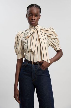 Karen Millen Stripe Pussy Bow Blouse at Nordstrom, Size 12