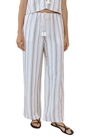 Bella Dahl Beach Stripe Linen Blend Drawstring Pants in Rosewood Stripe at Nordstrom, Size X-Small