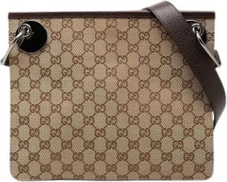 Gucci Pre-owned Eclipse Crossbody Bag - Dames - Vintage Schoudertas - Beige - ONE Size - Leer - Vintage