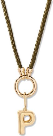 Brook & York Kai Initial Charm Necklace in Gold/Olive P at Nordstrom