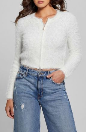Guess Avery Zip Cardigan in Dove White at Nordstrom, Size Medium