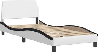 vidaXL Cama Sin Colch&oacute;n Cuero Sint&eacute;tico Blanco Negro 90x200 Cm Vidaxl
