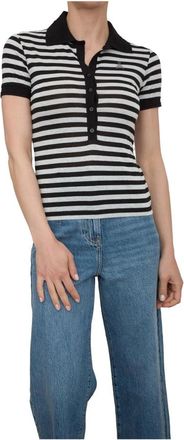Patrizia Pepe Bicolor Gebreide Trui - Dames - V-hals truien - Veelkleurig - XS - Polyester - Truien & Vesten