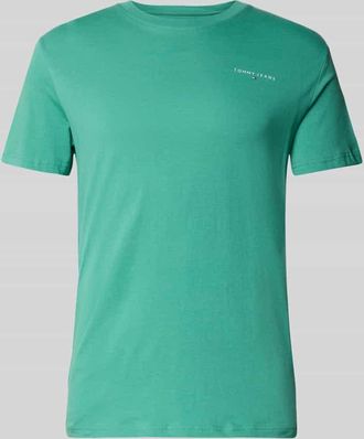 Tommy Jeans Slim Fit T-Shirt aus reiner Baumwolle Modell LINEAR CHEST TEE in Gruen, Gr&ouml;&szlig;e XXL