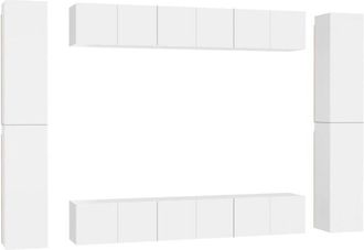 vidaXL 10 Piece TV Cabinet Set White Engineered Wood vidaXL