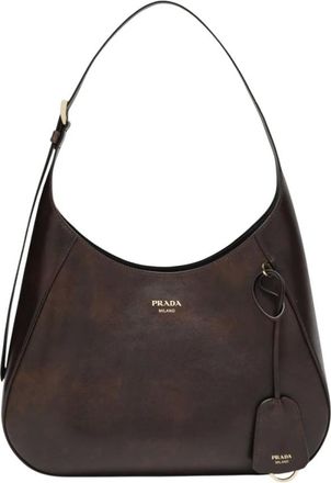 Prada Tassen, Dames, Bruin, ONE Size, Leer, Boogie Medium Schoudertas