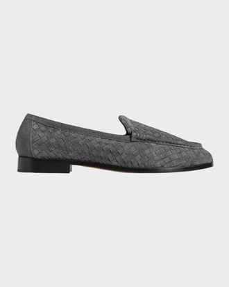 Bottega Veneta Men & apos;s Silenzio Intrecciato Suede Moc-Toe Loafers