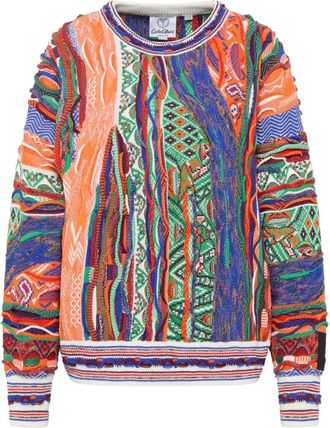 Carlo Colucci Oversized gebreide trui - Dames - Ronde hals truien - Veelkleurig - XL - Truien & Vesten