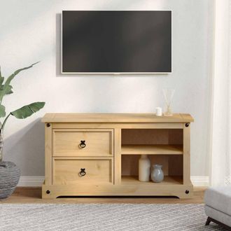 Berkfield Home TV Cabinet Corona 100x40x52 cm Solid Wood Pine in Tan | Size: 100 x 40 x 52 cm