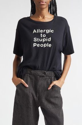 R13 Allergic to Stupid Cotton & Cashmere Graphic T-Shirt in Black at Nordstrom, Size X-Small