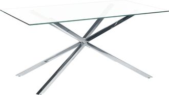 Beliani Beliani - Tavolo Da Pranzo Rettangolare Con Piano In Vetro Temperato Trasparente 160 X 90 Cm Gambe In Argento Cora