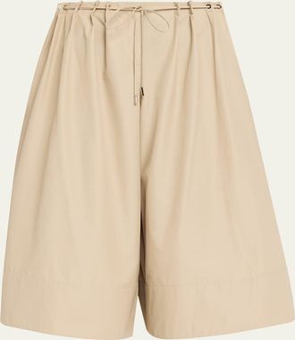 Brandon Maxwell Sutton Drawstring Wide-Leg Bermuda Shorts